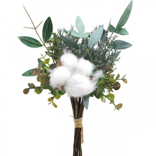 Floristik24 Bouquet artificiel Vert Blanc Bouquet artificiel d&#39;hiver 33cm