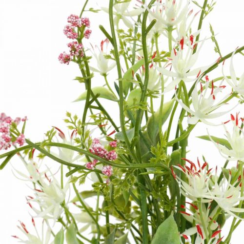 Article Bouquet de printemps artificiel rose, blanc, vert bouquet de fleurs artificielles H43cm