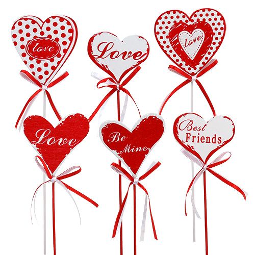 Article Bouchons pour bouquet en forme de coeur, Saint Valentin, décoration fleurie H6cm 6pcs