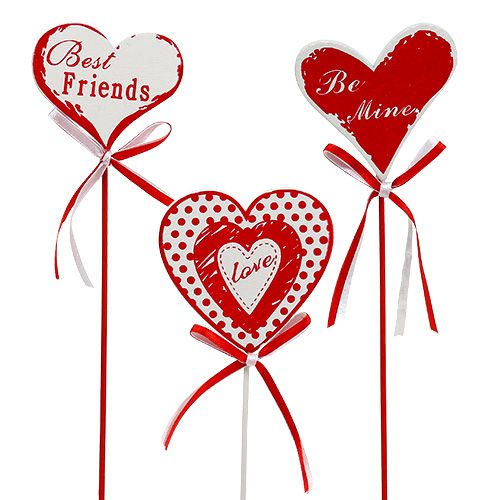 Article Bouchon pour bouquet en forme de coeur, Saint Valentin, décoration florale H6cm 6 pcs