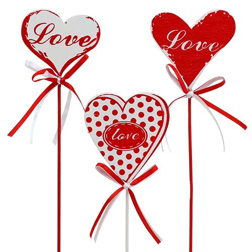 Article Bouchon pour bouquet en forme de coeur, Saint Valentin, décoration florale H6cm 6 pcs