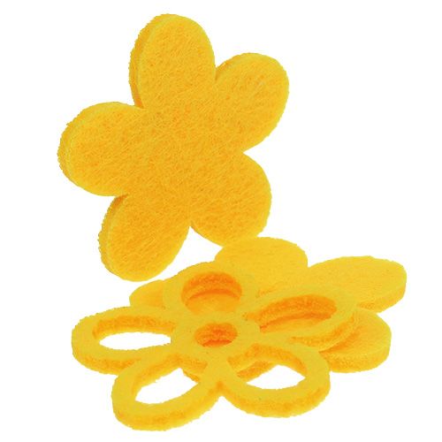 Floristik24 Décoration à disperser fleur en feutre jaune assorti 4cm 72 pcs