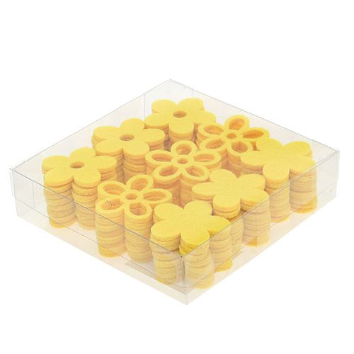 Floristik24 Décoration à disperser fleur en feutre jaune assorti 4cm 72 pcs