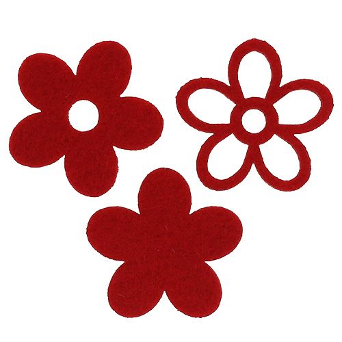 Floristik24 Décoration à disperser fleur en feutre rouge assorti en mélange Ø4cm 72 pcs