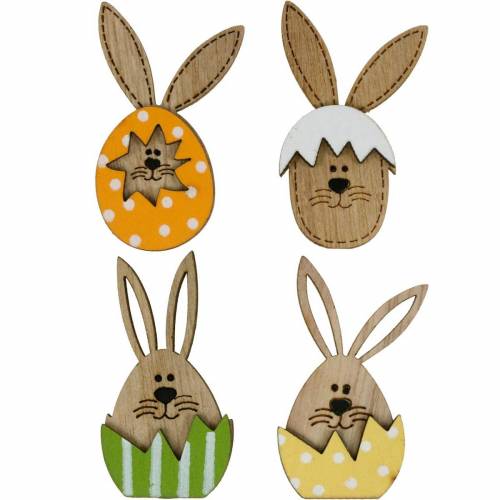 Décoration de litière lapin en oeuf, décoration cadeau, oeuf de lapin à décorer, décoration bois à coller sur 12pcs