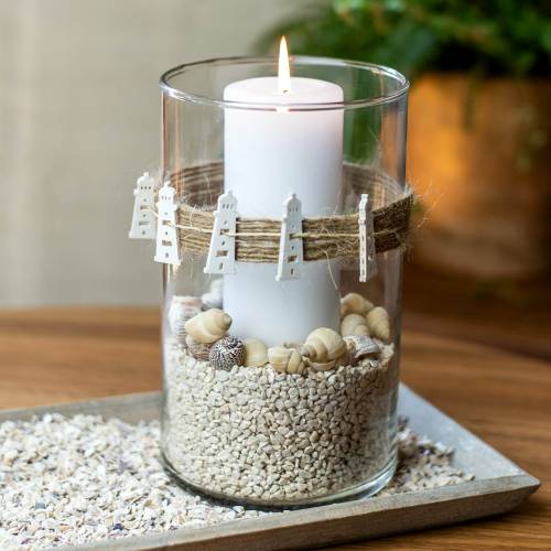 Article Décoration phare en bois naturel 4cm 72 pcs