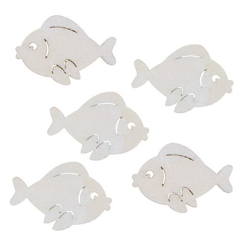 Floristik24 Poisson à disperser blanc 4cm 48 pcs