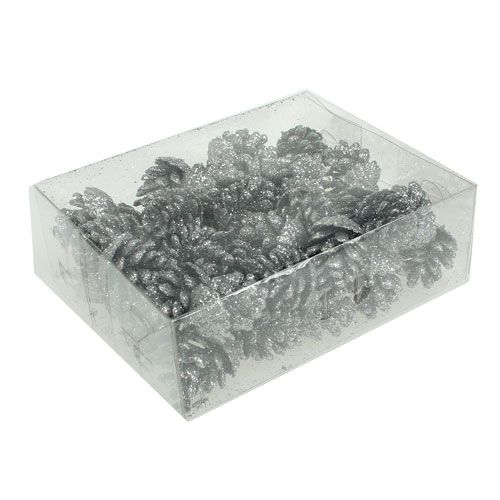 Floristik24 Cônes pommes de pin argent 3cm 48 pcs