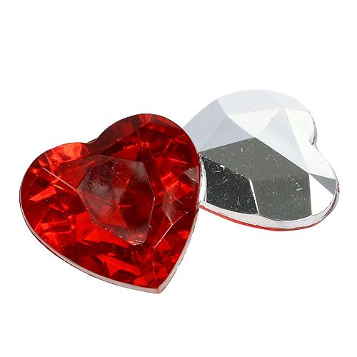 Article Coeurs en acrylique épars rouge, argent 2cm - 3cm 120p