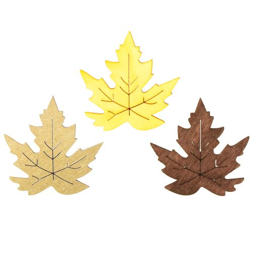 Article Décoration à disperser feuilles d&#39;érable jaune, marron, platine assorties 4cm 72 pcs