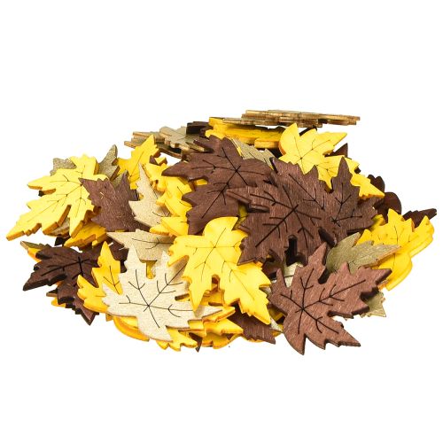 Article Décoration à disperser feuilles d&#39;érable jaune, marron, platine assorties 4cm 72 pcs