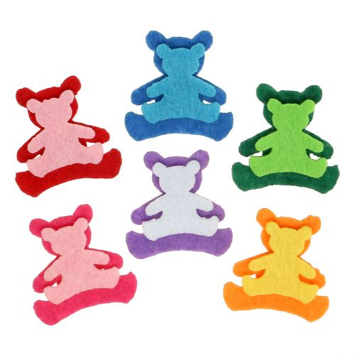 Floristik24 Déco à parsemer oursons en feutrine colorés 3,5 x 3,5 cm 100 p.