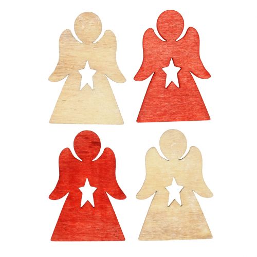 Floristik24 Enfants de Noël en bois à disperser rouge, naturel 4cm 72 pcs