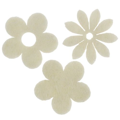 Floristik24 Feutre épars crème fleur Ø3,5cm 96p