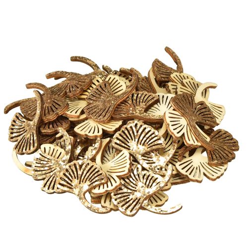Article Décoration à disperser décoration de gingko doré feuille de gingko pailletée 3×4cm 72 pcs