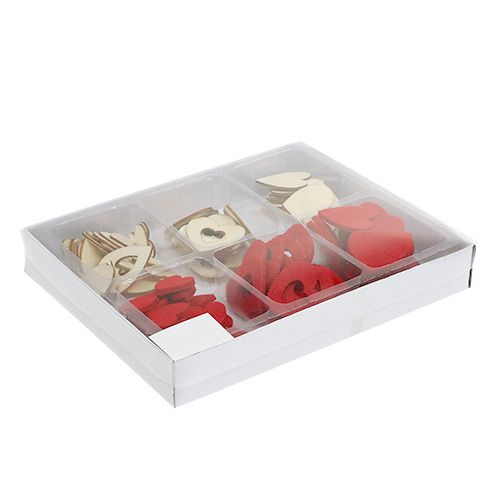 Floristik24 Mélange de coeurs épars 2-3,5cm rouge, naturel 110p