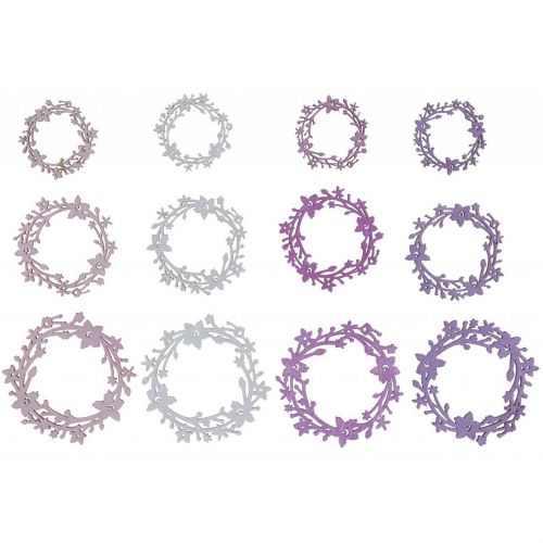 Floristik24 Décoration à disperser couronne de fleurs en bois pièces à disperser printemps coloré Ø3-5cm 24 pcs