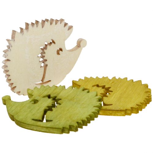 Floristik24 Décoration à disperser hérissons en bois couleurs assorties 4cm 72 pcs