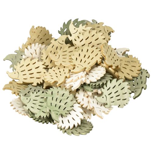 Article Décoration à disperser décoration hérisson en bois vert marron blanc 4x3cm 72 pcs