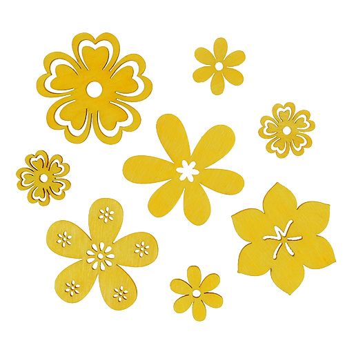 Floristik24 Déco à parsemer fleur en bois jaune 2 - 4 cm 96 p.