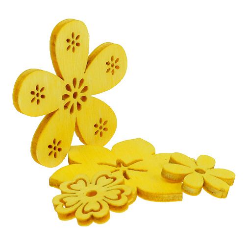 Floristik24 Déco à parsemer fleur en bois jaune 2 - 4 cm 96 p.