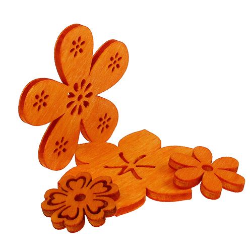 Article Déco à parsemer fleurs en bois orange 2 - 4 cm 96 p.
