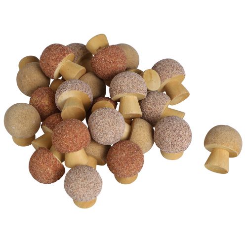 Article Décoration à disperser champignons en bois décoration mini champignons marron Ø2cm 24 pcs