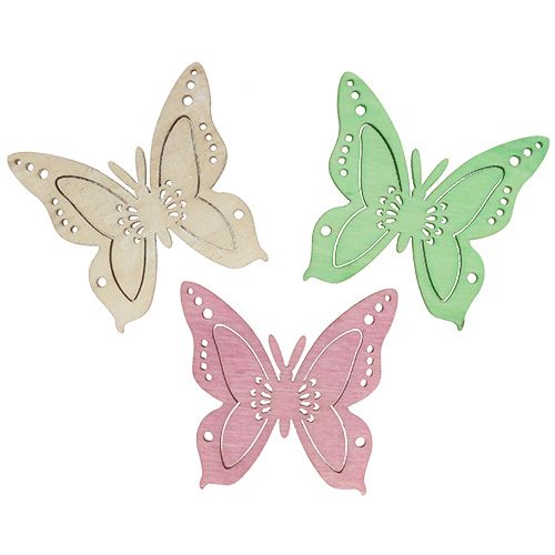 Floristik24 Décoration à disperser papillon rose, vert, naturel 4cm 72 pcs