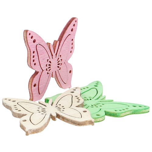 Floristik24 Décoration à disperser papillon rose, vert, naturel 4cm 72 pcs