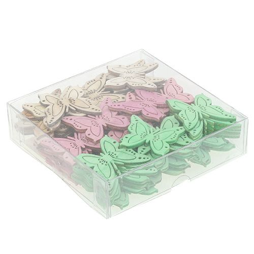 Floristik24 Décoration à disperser papillon rose, vert, naturel 4cm 72 pcs
