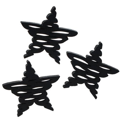 Article Décoration à disperser étoiles noires Noël bois Ø4cm 72 pcs