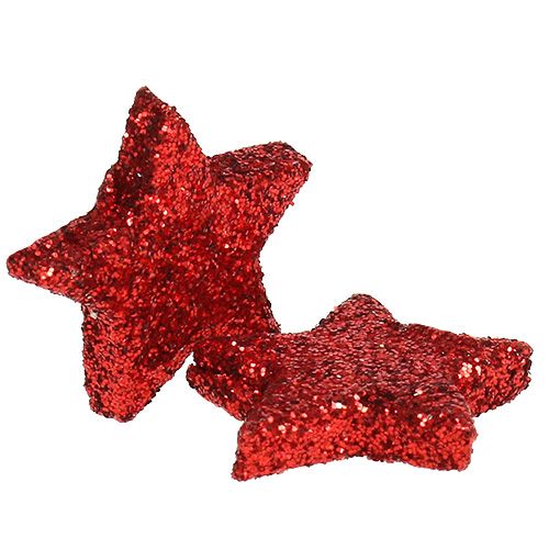 Article Décoration à disperser étoiles rouge 2,5cm mica 96pcs