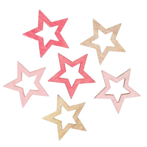 Floristik24 Deco Star Wood pour le saupoudrage de rose, rose, nature 2cm 144p