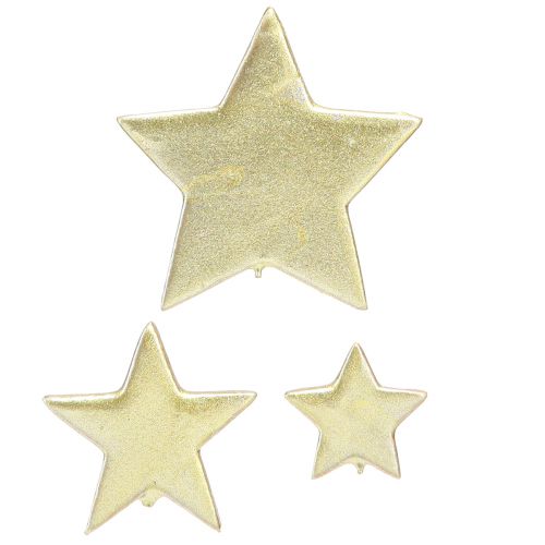 Décoration dispersée étoiles dorées Ø3/5/7cm – 2ème choix – 44 pièces