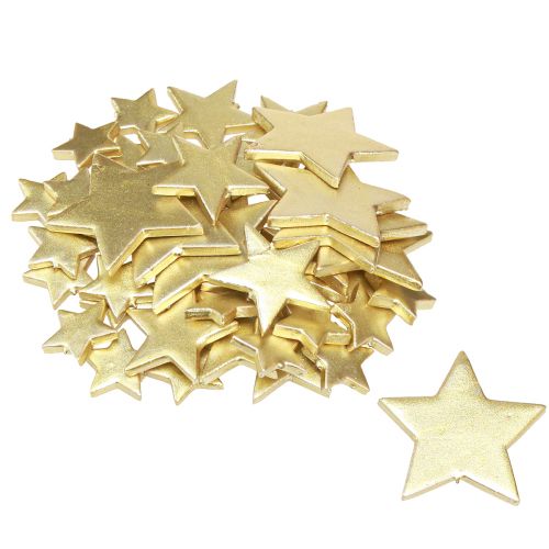 Article Décoration dispersée étoiles dorées Ø3/5/7cm – 2ème choix – 44 pièces