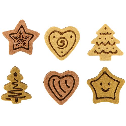 Article Décoration de table de Noël en fibre de bois assortie 4 cm 12 pièces