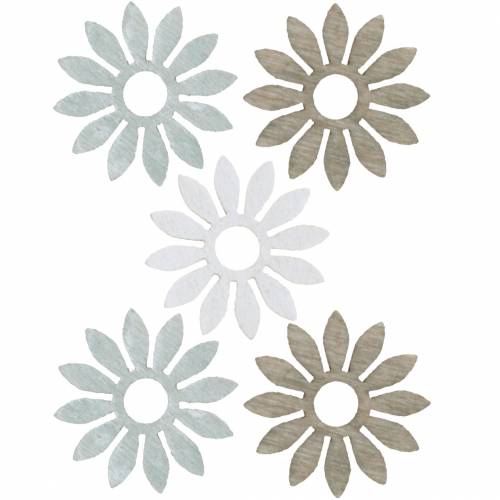 Floristik24 décorations à épandre fleur marron, gris clair, fleurs en bois blanc à disperser 144p