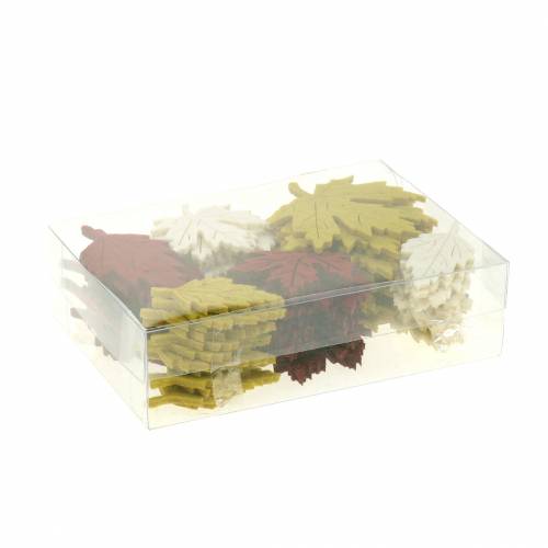Floristik24 Décoration à disperser feuilles d'automne feutre Bordeaux/crème/vert 72 pcs