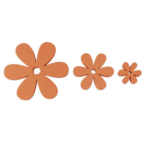 Article Décoration à disperser fleurs en bois fleurs orange été Ø2–6cm 20 pcs