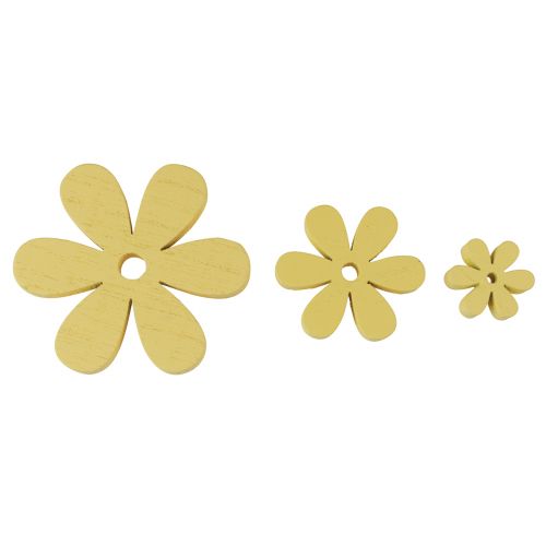 Floristik24 Décoration de table d&#39;été en bois fleurs jaunes Ø2–6cm 20pcs