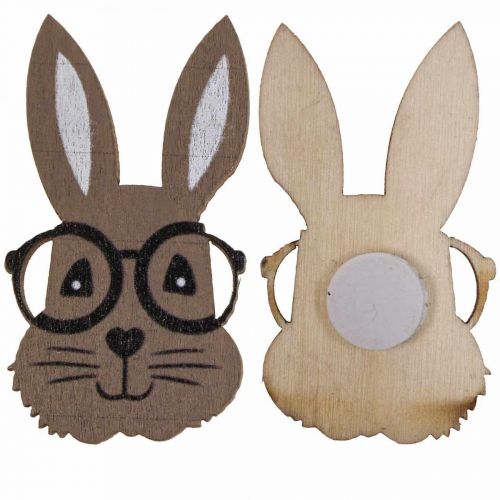 Article Décoration à disperser lapin en bois avec lunettes marron blanc 2,5×4,5cm 48 pcs