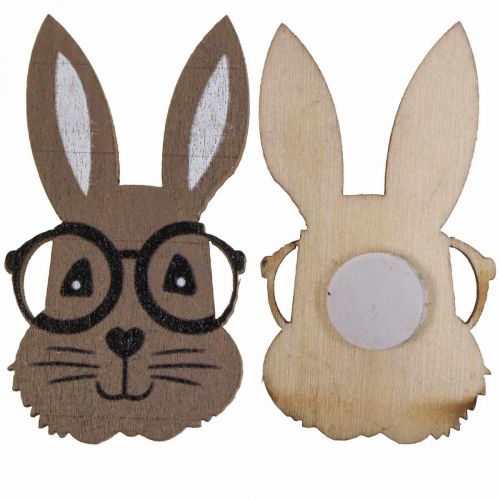 Article Décoration à parsemer lapin en bois avec verres marron blanc 2,5×4,5cm 48p