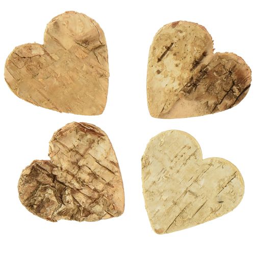 Floristik24 Décoration à disperser coeur en bois coeurs en bois écorce de bouleau 4cm 60pcs