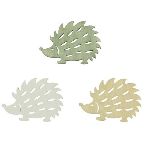 Floristik24 Décoration bois hérisson déco vert marron blanc 4x3cm 72p