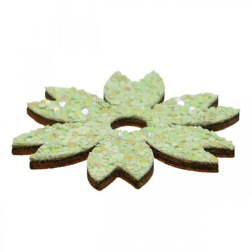 Article Décoration à parsemer pièces à parsemer en bois Printemps Pâques Vert 2–4cm 64p