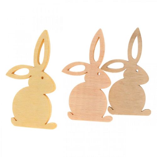 Article Décorations à disperser en bois, pièces à disperser de Pâques, lapin de Pâques, tons jaunes 4 cm, 72 pièces