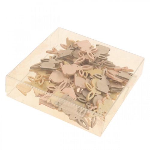 Article Décorations à disperser en bois, pièces à disperser de Pâques, lapin de Pâques, tons jaunes 4 cm, 72 pièces