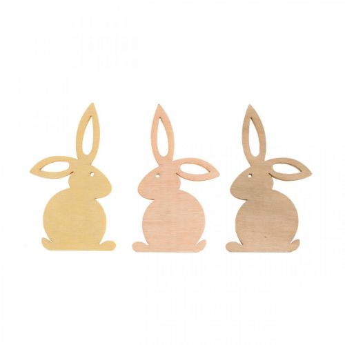 Décorations à disperser en bois, pièces à disperser de Pâques, lapin de Pâques, tons jaunes 4 cm, 72 pièces