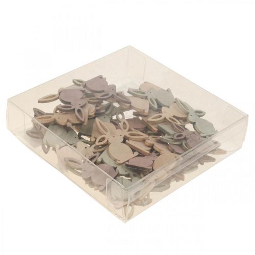 Floristik24 Décoration à disperser pièces à disperser en bois Pâques Lapin de Pâques tons marron 4cm 72 pcs