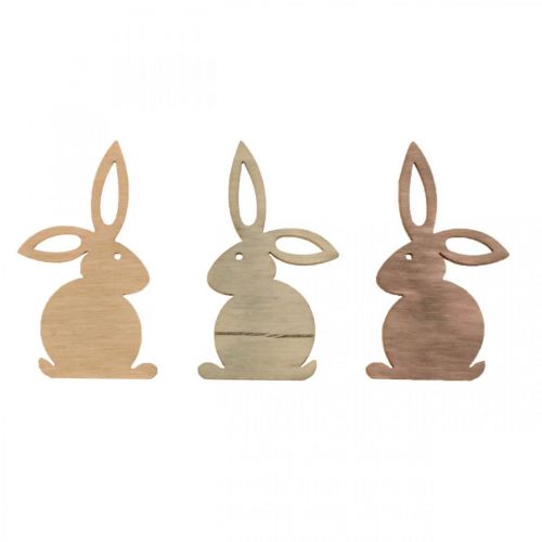 Floristik24 Décoration à parsemer lapin de Pâques en bois tons marron 4cm 72 pièces